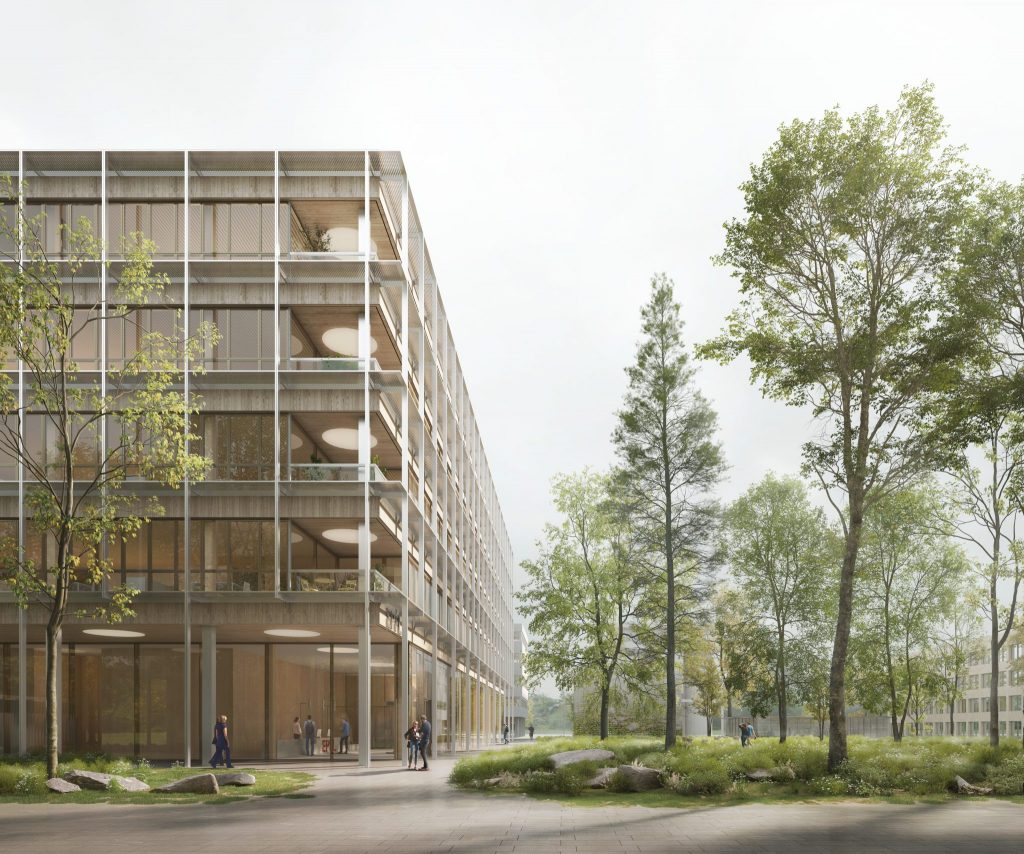 East view of the entrance to the Advanced Science Building © KAAN Architecten and Celnikier & Grabli Architectes