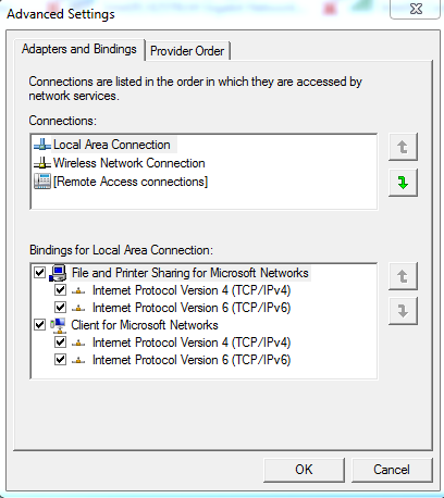 Advanced settings menu