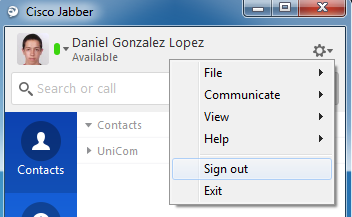 Sign out from Jabber